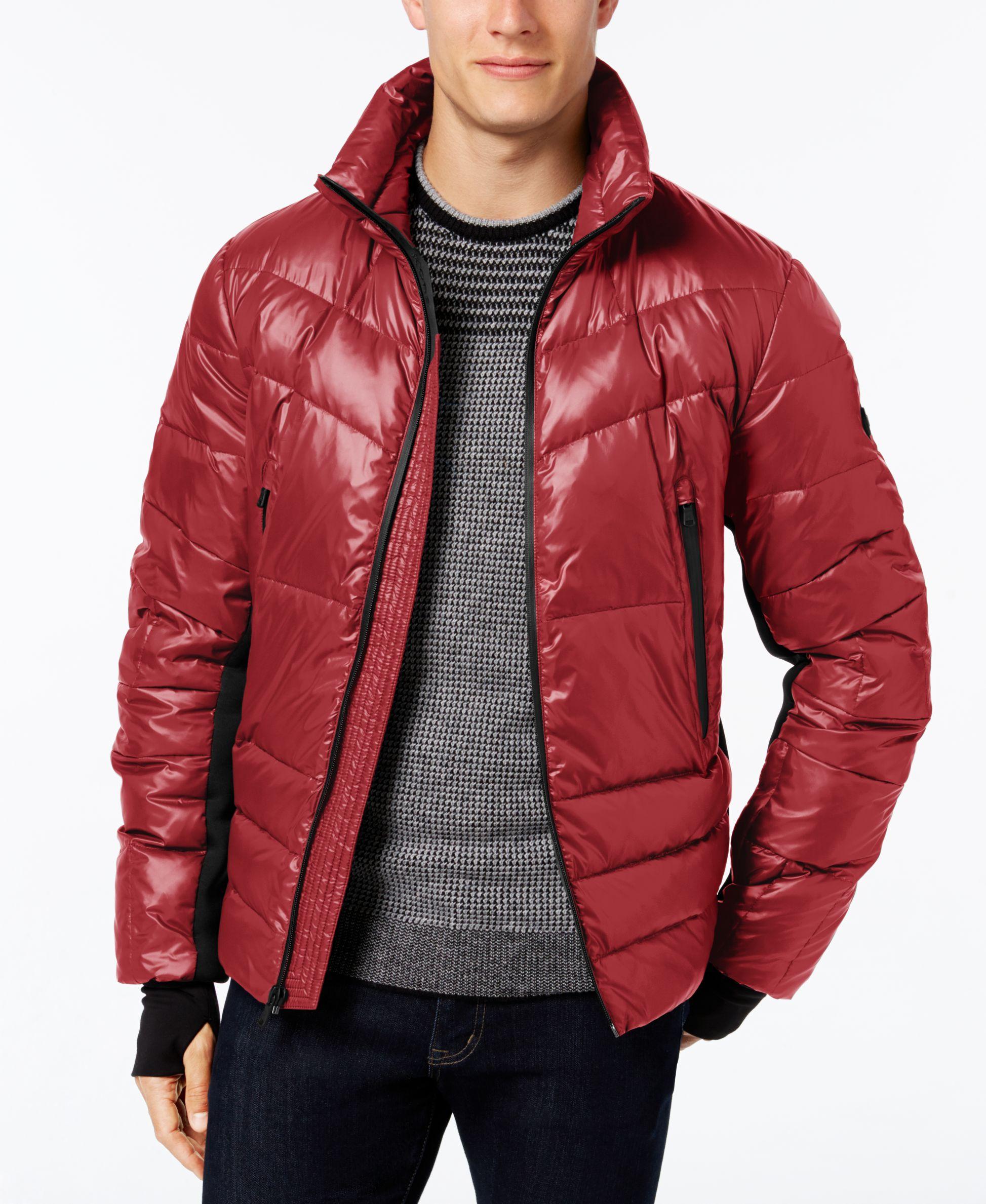 Michael Kors Neoprene Men's Stretchpanel Down Ski Jacket in Red for